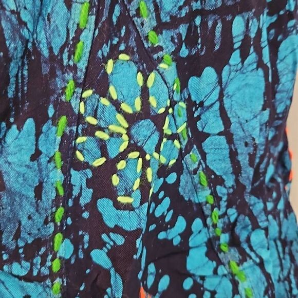 Vintage Floral Tie Dye Hippie Embroidered Shoreline Size L/XL Asymmetrical Hem 9 - Picture 5 of 14